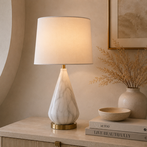 Lámpara de Acento Moderna de Mármol con Forma Orgánica Suave, Brillo Cálido Ambiental y Estilo Decorativo Premium para el Hogar - Product Image 1