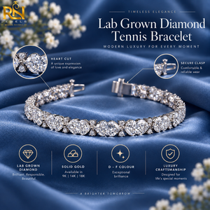 Elegante Pulsera de Tenis con Diamantes Cultivados en Laboratorio en Forma de Corazón y Eslabones de Lujo |   Pulsera de Oro Sólido de 9K, 14K, 18K, Joyería Fina, Brazalete de Lujo - Product Image 5