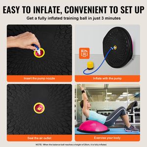 Palla da Yoga da 26 Pollici con Capacità di 1500 libbre, in ABS e PVC, con Bande di Resistenza, Mezza Palla per Allenamento dell'Equilibrio - Product Image 5