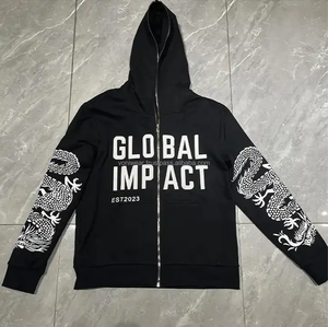 Sweat-shirt à capuche zippé patchwork pour hommes, joggers évasés, ensemble de pantalons empilés, survêtements d'hiver deux pièces de grande taille - Product Image 4