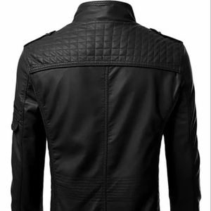 เสื้อแจ็คเก็ตหนัง PU สไตล์วินเทจสำหรับผู้ชาย แบบมีซิป สำหรับขี่มอเตอร์ไซค์  ทนทาน กันน้ำ ระบายอากาศ กันลม ย้อมสีแบบ Garment-Dyed - Product Image 2