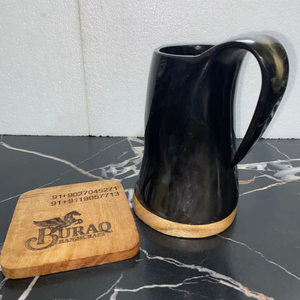 Mug en corne de buffle de haute qualité, noir naturel, artisanat Buraq - Product Image 1