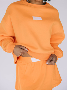 350G Women Regular Thickened Loose Long Sleeve Crewneck <b>Sweater</b> Custom Logo Sweatshirts Shorts Fleece Tracksuit - Product Image 2