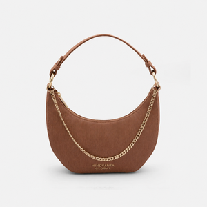 Luxury Organic Leather Suede-Look Neoprene Crossbody Casual <b>Handbag</b> <b>Chain</b> Strap Lightweight Durable Mini Clutch Shape ZIP - Product Image 5