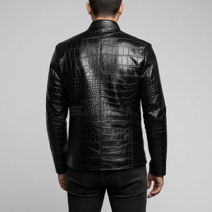 Durable Genuine <b>Leather</b> Outerwear With Raised Pattern Details And Soft Lining For Comfortable Wear Embossed <b>Leather</b> <b>Jacket</b> - Product Image 2
