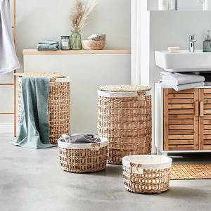 Panier en jacinthe d'eau tressé à la main avec doublure en tissu, panier de rangement artisanal, vente en gros, écologique, fabriqué au Vietnam - Product Image 5