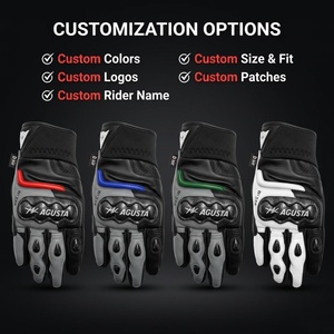 Gants de moto en cuir Agusta pour hommes, protection intégrale des doigts, équipement de protection pour moto, fermeture éclair, été, cyclisme - Product Image 2