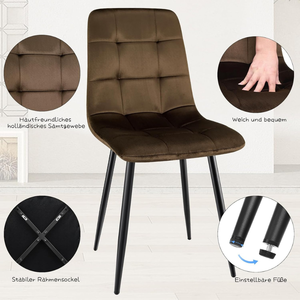 Modern Upholstered Velvet <b>Dining</b> <b>Chair</b> with High Back and <b>Black</b> Metal Legs, Nordic Side <b>Chair</b> for <b>Dining</b> Room, Restaurant & Cafe - Product Image 3