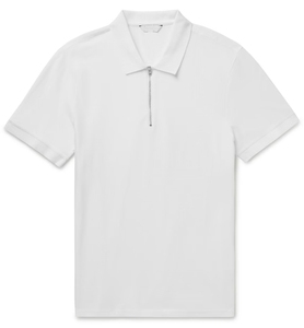 Polo pour homme à fermeture éclair sur le devant, manches courtes, décontracté, uni, tricoté, de haute qualité, respirant, vêtements décontractés d'été pour homme - Product Image 1