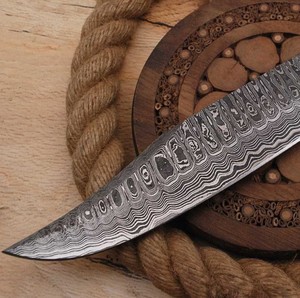 Custom Handmade Damascus Steel <b>Clip</b> Point Straight Edge Blank Blade Handle 12-inch Hunting Knife OEM/ODM/OBM - Product Image 3