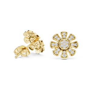Boucles d'oreilles en or jaune 14 carats avec diamant rond cultivé en laboratoire pour un usage quotidien, pour femmes |   Nouveau diamant cultivé - Product Image 6