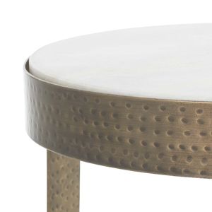 Table d'appoint en marbre blanc HammerCraft |   Table d'appoint en laiton antique de luxe pour salon et villa - Product Image 2