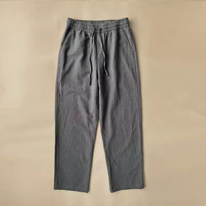 Pantalon décontracté en lin gris clair pour homme, taille élastique, fermeture à cordon, poches latérales, respirant, idéal pour l'été - Product Image 5