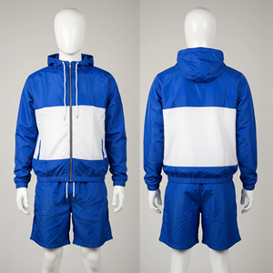 Ensemble de survêtement deux pièces Meyba Sports de qualité supérieure pour homme, coupe-vent décontracté uni avec veste courte et capuche zippée réfléchissante, collection 2026 - Product Image 1