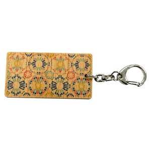 Custom Rectangle Wood Key Chain Floral Holder <b>Ring</b> Charm for Souvenir Gifts - Product Image 1