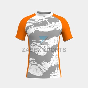 Men's Sports Rashguard <b>Shirt</b>-Stretch Spandex/Polyester Fitted Gym Apparel with Front Logo Option - Product Image 5