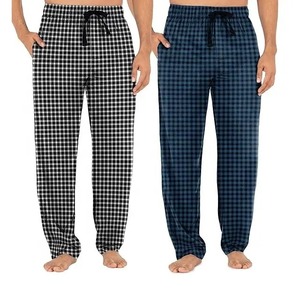 <b>Men's</b> High Waist Blue Plaid Flannel Pajama <b>Pants</b> Custom Logo Wholesale Casual Drawstring <b>Lounge</b> Trousers Sleep Bottoms - Product Image 5