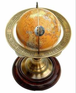 <b>Rotating</b> World Globe Brass Handmade Decorative Armillary Globe Vintage Desktop Globe for Home Office Study Room Library - Product Image 5