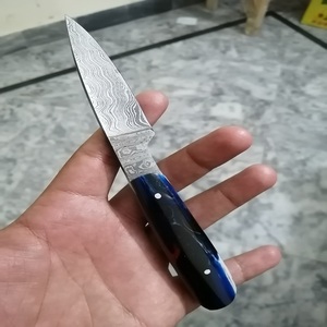 Couteau de chasse à lame fixe en acier Damas fait main sur mesure Trend Blades, pointe clip, manche en bois, étui en cuir - Tailles personnalisées - Product Image 3