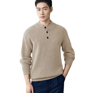 Men's Comfortable Winter <b>Henley</b> Sweater <b>Long</b> <b>Sleeve</b> Soft Knitted Pullover Button Neck Classic Casual Apparel Wholesale Knitwear - Product Image 1