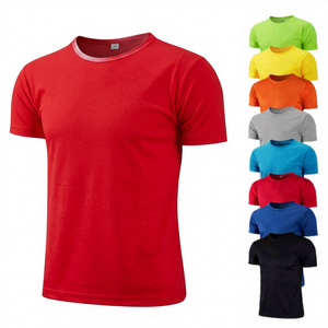 T-shirt à manches courtes pour homme, uni, couleur unie, col rond, coupe classique, décontracté, en coton tricoté respirant, blanc et multicolores - Product Image 6