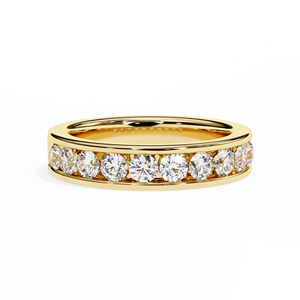 Bague de mariage classique sans soudure, demi-éternité, en or jaune 10k 14k 18k - Product Image 1