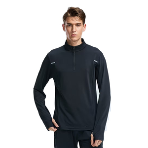 Camiseta de Manga Larga para Hombre de Alta Calidad con Cierre de 3/4, Cuello Alto, Corte Regular, Tela de Poliéster Ecológica, Antiarrugas, Ropa Casual - Product Image 3