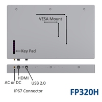 Moniteur LCD industriel marin étanche IP67 avec écran tactile (PCAP/résistif), gradation automatique, télécommande IR, boîtier en aluminium, DP