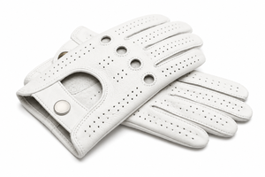 Gants de conduite unisexes en cuir blanc Speed One Sports, respirants, avec poignées antidérapantes, style classique, toutes saisons, pour le cyclisme et les activités de plein air - Product Image 3