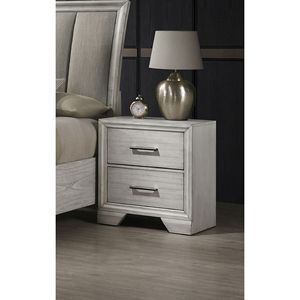 Comodino in Legno Massello Stile Contemporaneo con Due Cassetti, Finitura in Legno Scuro, Arredamento Camera da Letto - Product Image 2