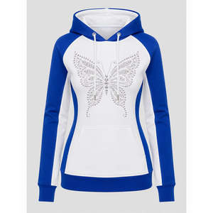 <span class=keywords><strong>Felpa</strong></span> <span class=keywords><strong>con</strong></span> Cappuccio da Donna Bicolore <span class=keywords><strong>con</strong></span> Design di Farfalle in Cristallo e Strass - Product Image 5