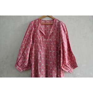 Vestido de Verano de Algodón con Estampado Floral Hecho a Mano, Estilo Casual para Mujer, Corte en A, Cintura Natural, Lavable, Tela Suave y Transpirable - Product Image 4