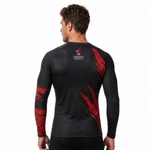 New Style OEM Design <b>Compression</b> MMA Custom Sublimated <b>Men</b> Long Sleeve Rash Guards Quick Dry Spandex/Polyester Custom Service - Product Image 2