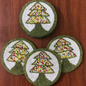 Stylish Handmade Seed Beads <b>Coasters</b> with Festival Design Table Decor <b>Beaded</b> <b>Coasters</b> with Embroidery With Custom Design - Product Image 1