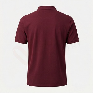 Polo en piqué 100% coton à manches courtes pour homme, couleur bordeaux, décontracté, respirant, coupe classique, design tricoté uni - Product Image 2