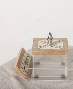 Ensemble de brûleur d'encens en bois mosaïque de luxe avec plateau en acrylique - Product Image 2