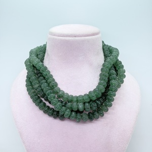 Perles de pierres précieuses en quartz vert naturel en forme de pastèque sculptées pour la fabrication de colliers et bijoux, 16 pouces - Product Image 5