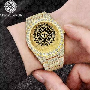 ชาร์ม_จิวเวลส์นาฬิกาข้อมือผู้ชายหรูหราวินเทจ ขนาด 40 มม. ตัวเรือนสแตนเลสสตีล สีเหลืองทอง ประดับเพชร ระบบอนาล็อก กลไกอัตโนมัติ เรืองแสง - Product Image 6