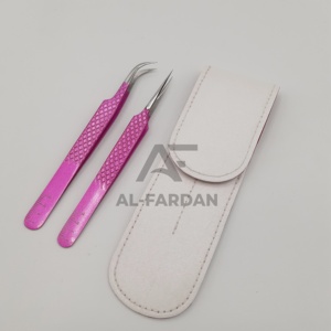 แหนบติดขนตา Diamond Grip สีชมพูเมทัลลิก สแตนเลสสตีล ปลายตรงโค้ง ปลายแหลม ปลายไฟเบอร์ สำหรับต่อขนตาแบบวอลลุ่ม - Product Image 4