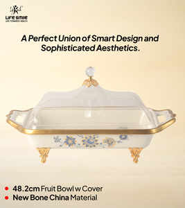 Plato de Postres con Tapa Transparente en Forma de Cúpula y Base Dorada, Material de Porcelana Fina, Aspecto Moderno y Lujoso - Product Image 2