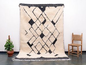 Hand-Knotted Woolen Moroccan Carpet Indian-Style Embroidered Design Washable Persian <b>Rug</b> Indoor Outdoor Use By ITHL - Product Image 4
