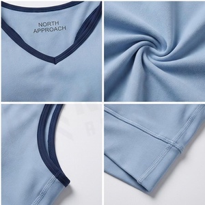 North Approach Women's V-Neck <b>Racerback</b> Sports <b>Bra</b> Solid Light Blue Twist Design Sweat-Wicking Seamless Crop Top - Product Image 4