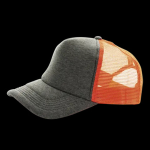Gorra Trucker Unisex de 6 Paneles, Malla Gris y Naranja en Contraste, Cierre Trasero Ajustable, Estilo Casual para Adultos - Product Image 1