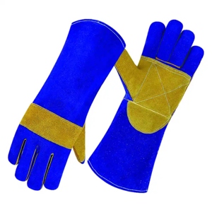 Gants en cuir de vachette résistant à la chaleur, longs, pour la protection des mains contre les étincelles de soudage, gants de sécurité renforcés - Product Image 1