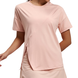 T-shirt décontracté et respirant pour femme, coupe ample, imprimé par transfert thermique, logo personnalisé OEM, prix usine Chine Bangladesh, pour entraînement de yoga - Product Image 2