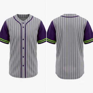 Maillot de baseball pour hommes adultes, à rayures fines, boutonné sur le devant, manches courtes, vêtements de sport en polyester, uniforme d'équipe, imprimé par transfert thermique - Product Image 4