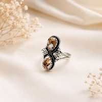 Bague en argent sterling 925 faite à la main avec deux pierres en turquoise cheval blanc, bijou fantaisie en pierre précieuse opaque, vente en gros