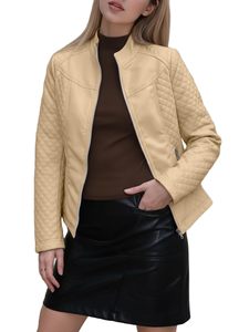 Veste de motard en similicuir pour femme, coupe ajustée, style bomber, vente en gros OEM - Product Image 1