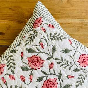 Funda de Cojín Cuadrada Decorativa de Algodón con Estampado a Mano Indio, Acolchada, 40 x 40 cm - Product Image 6