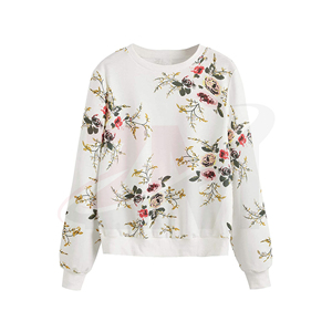 Sweat-shirt tricoté à imprimé floral pour femme, col rond, manches longues, pull décontracté respirant, vêtements de printemps - Product Image 1